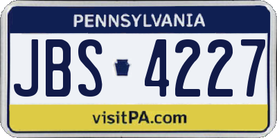 PA license plate JBS4227