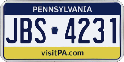 PA license plate JBS4231