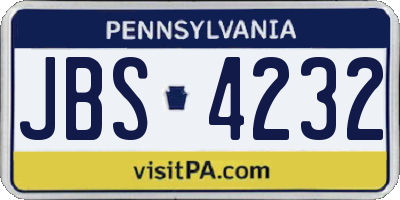PA license plate JBS4232
