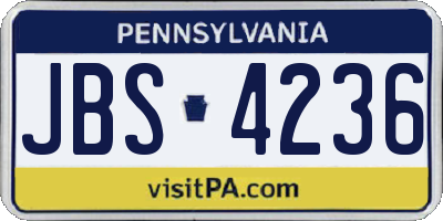 PA license plate JBS4236