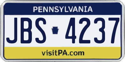 PA license plate JBS4237