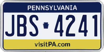 PA license plate JBS4241
