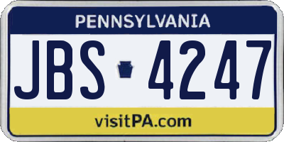 PA license plate JBS4247