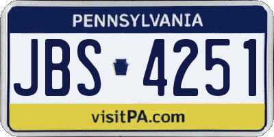 PA license plate JBS4251