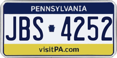 PA license plate JBS4252