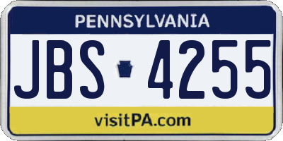 PA license plate JBS4255