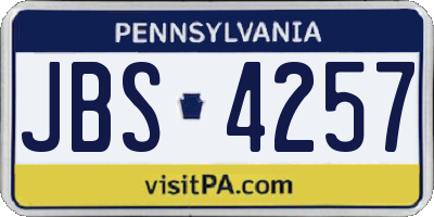 PA license plate JBS4257