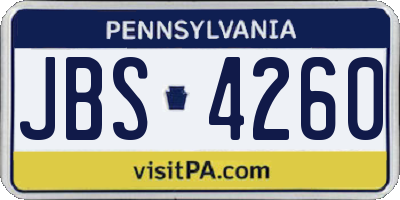 PA license plate JBS4260