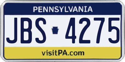 PA license plate JBS4275