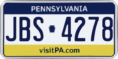 PA license plate JBS4278