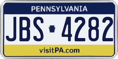 PA license plate JBS4282