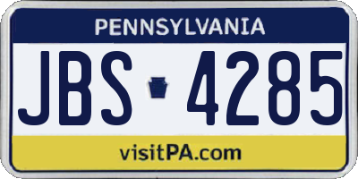 PA license plate JBS4285