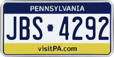 PA license plate JBS4292