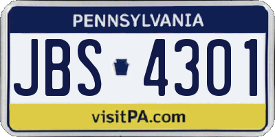 PA license plate JBS4301