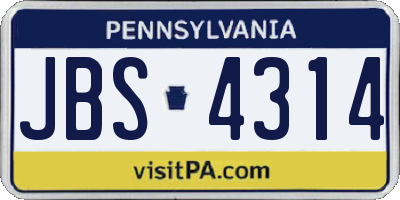 PA license plate JBS4314