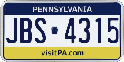 PA license plate JBS4315