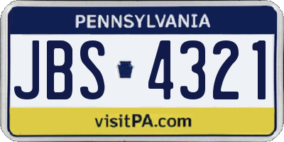 PA license plate JBS4321