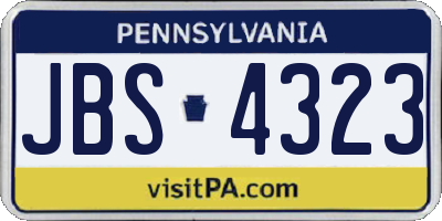 PA license plate JBS4323