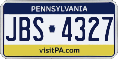PA license plate JBS4327