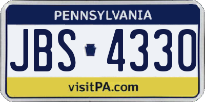 PA license plate JBS4330