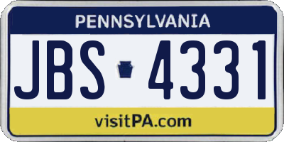 PA license plate JBS4331