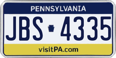 PA license plate JBS4335