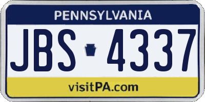 PA license plate JBS4337