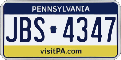 PA license plate JBS4347