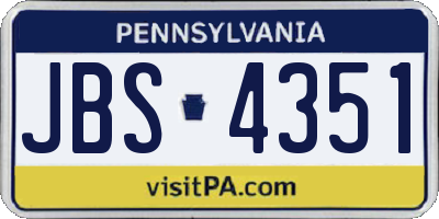PA license plate JBS4351