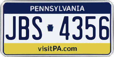 PA license plate JBS4356