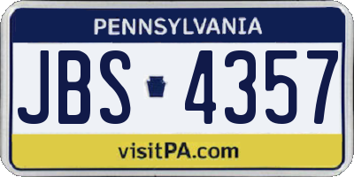 PA license plate JBS4357