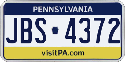 PA license plate JBS4372