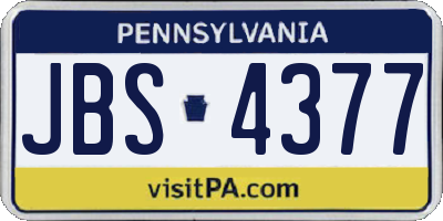 PA license plate JBS4377