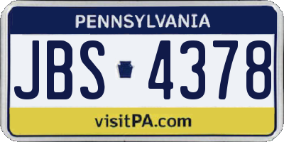 PA license plate JBS4378