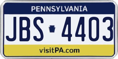 PA license plate JBS4403