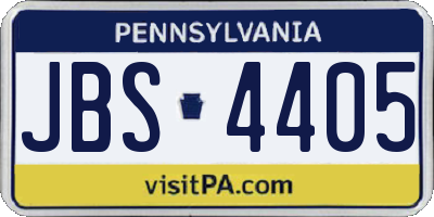 PA license plate JBS4405