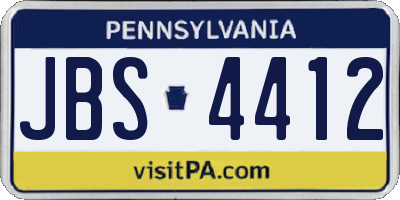 PA license plate JBS4412