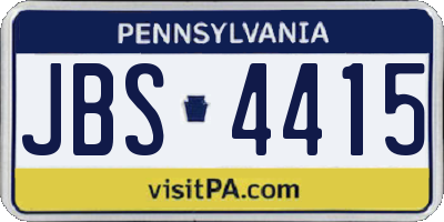 PA license plate JBS4415
