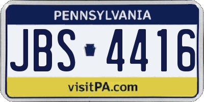 PA license plate JBS4416