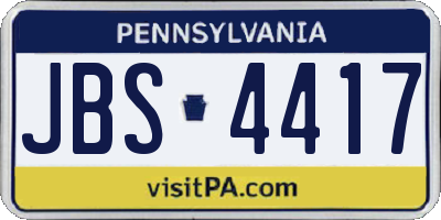 PA license plate JBS4417