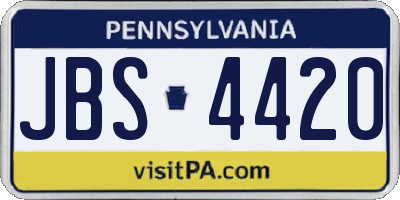 PA license plate JBS4420