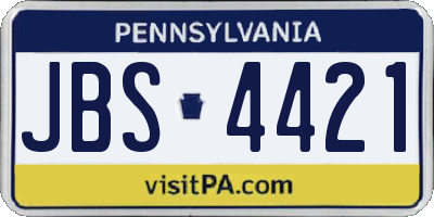 PA license plate JBS4421