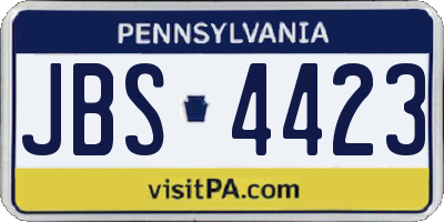 PA license plate JBS4423