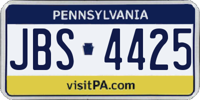 PA license plate JBS4425