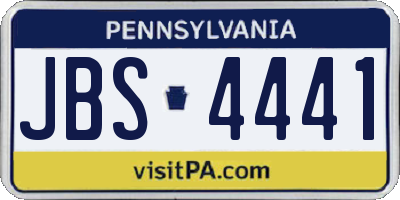 PA license plate JBS4441