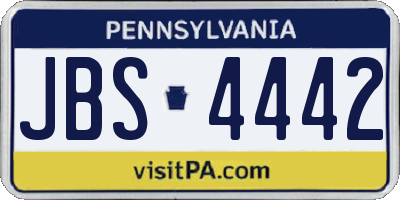 PA license plate JBS4442
