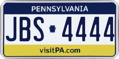 PA license plate JBS4444