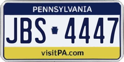 PA license plate JBS4447