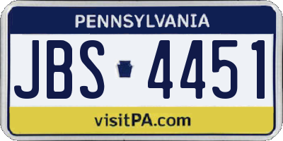PA license plate JBS4451