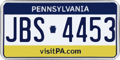 PA license plate JBS4453